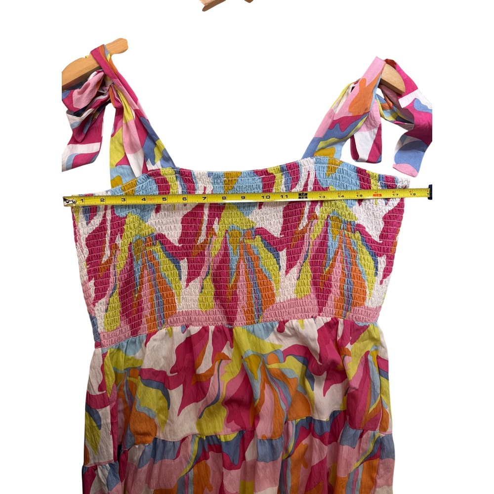 Michelle McDowell Abstract Print Smocked Tiered Maxi Dress Multicolor Large - Picture 8 of 8